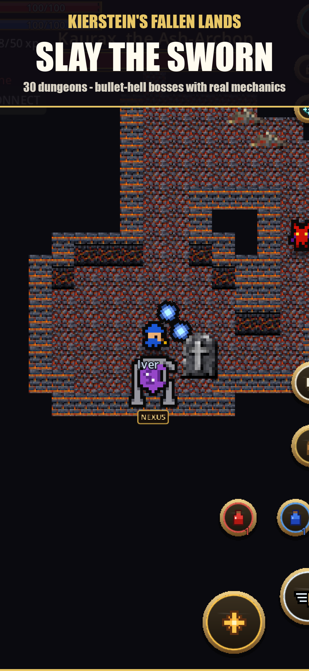 Screenshot: dense bullet-hell combat